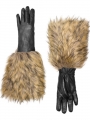 Kate Spade faux fox fur leather gloves